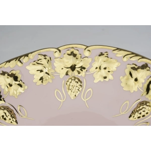 40286 CHODOV PATERA Z WINOGRONAMI Z RÓŻOWEJ PORCELANY ZE ZŁOCENIAMI (2).jpg