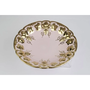 40286 CHODOV PATERA Z WINOGRONAMI Z RÓŻOWEJ PORCELANY ZE ZŁOCENIAMI (7).jpg