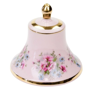 CHODOV KOLEKCJONERSKI DZWONEK DZWONECZEK Z RÓŻOWEJ PORCELANY