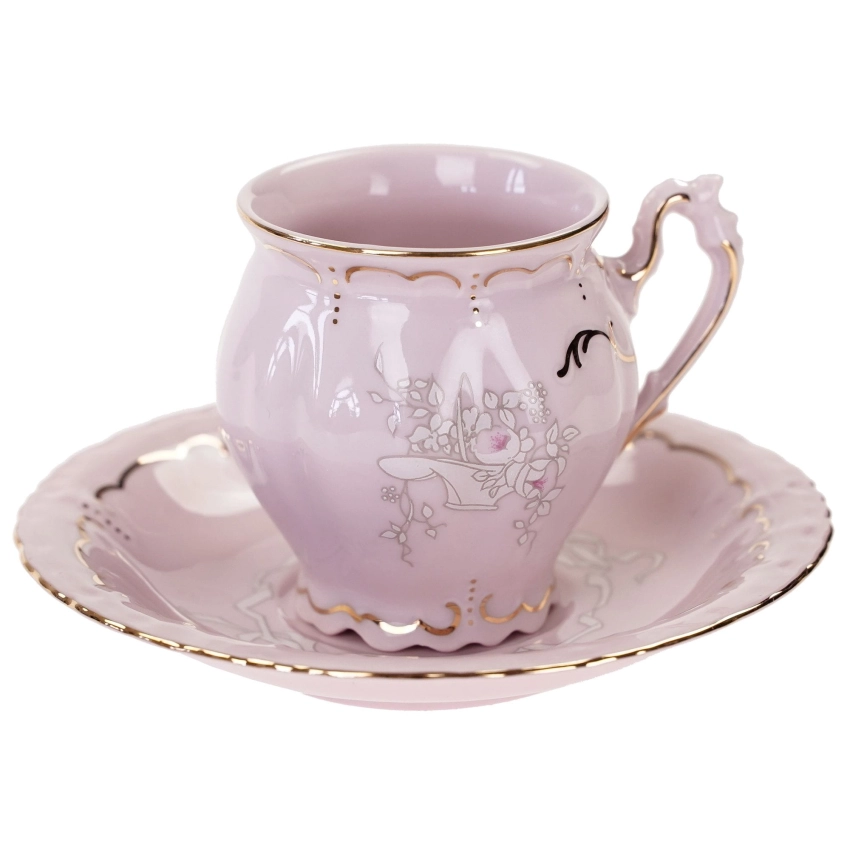 47143 CHODOV FILIŻANKA MOKKA Z RÓŻOWEJ PORCELANY CUDEŃKO Z RELIEFAMI (1).jpg