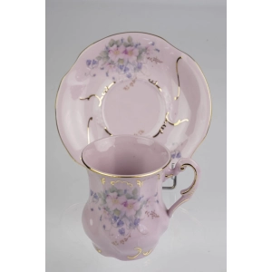 42985 LEANDER FILIŻANKA ZE SPODKIEM RÓŻOWA PORCELANA DZIKIE RÓŻE I DZWONECZKI (3).jpg