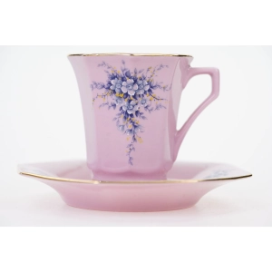 69704 LEANDER FILIŻANKA ZE SPODKIEM RÓŻOWA PORCELANA BŁĘKITNE BUKIETY (2).JPG