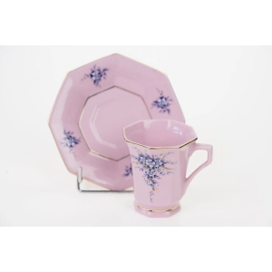 69704 LEANDER FILIŻANKA ZE SPODKIEM RÓŻOWA PORCELANA BŁĘKITNE BUKIETY (4).JPG