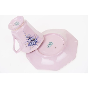 69704 LEANDER FILIŻANKA ZE SPODKIEM RÓŻOWA PORCELANA BŁĘKITNE BUKIETY (5).JPG