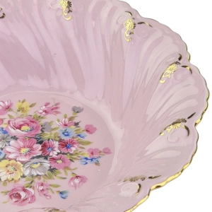 79599 LEANDER FELICJA GŁĘBSZA PATERKA NA NÓŻCE NA CZEKOLADKI Z RÓŻOWEJ PORCELANY KOLOROWE KWIATKI (4).jpg