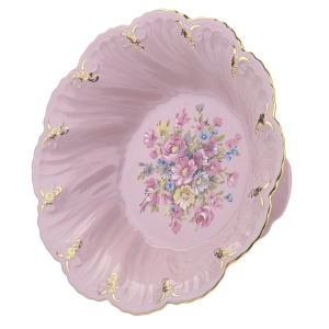 79599 LEANDER FELICJA GŁĘBSZA PATERKA NA NÓŻCE NA CZEKOLADKI Z RÓŻOWEJ PORCELANY KOLOROWE KWIATKI (7).jpg