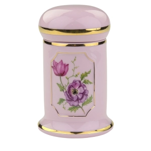 79603 STRUŽNA POJEMNIK Z RÓŻOWEJ PORCELANY JAK APTECZNY SŁÓJ MAKI ANEMONY (2).jpg