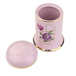 79603 STRUŽNA POJEMNIK Z RÓŻOWEJ PORCELANY JAK APTECZNY SŁÓJ MAKI ANEMONY (6).jpg