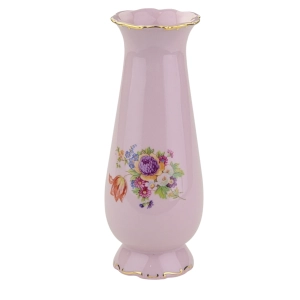 79605 LEANDER ŚLICZNY WAZON Z RÓŻOWEJ PORCELANY BUKIET KOLOROWYCH KWIATÓW (3).jpg