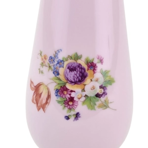 79605 LEANDER ŚLICZNY WAZON Z RÓŻOWEJ PORCELANY BUKIET KOLOROWYCH KWIATÓW (6).jpg