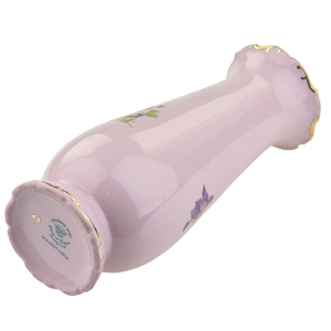 79605 LEANDER ŚLICZNY WAZON Z RÓŻOWEJ PORCELANY BUKIET KOLOROWYCH KWIATÓW (9).jpg