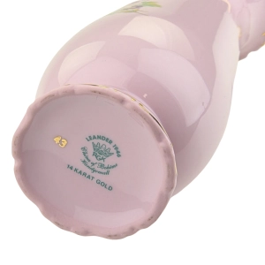79605 LEANDER ŚLICZNY WAZON Z RÓŻOWEJ PORCELANY BUKIET KOLOROWYCH KWIATÓW (10).jpg