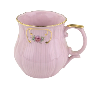 79619 STRUŽNA ŁADNY KUBEK Z RÓŻOWEJ PORCELANY RĘCZNIE MALOWANE RÓŻYCZKI (1).jpg