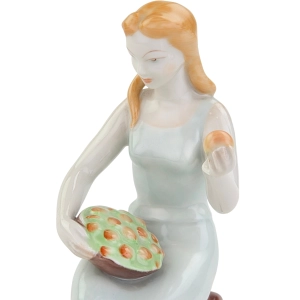 79856 HOLLOHAZA CUDOWNA RĘCZNIE MALOWANA FIGURA DZIEWCZYNY SPRZEDAJĄCEJ JABŁKA (2).jpg