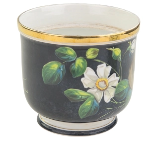 79882 BIEDERMEIER ZABYTKOWA DONICA RĘCZNIE MALOWANE KWIATY I PTAK (3).jpg