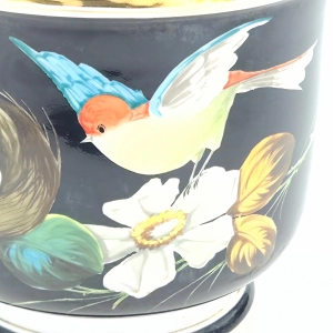 79882 BIEDERMEIER ZABYTKOWA DONICA RĘCZNIE MALOWANE KWIATY I PTAK (5).jpg