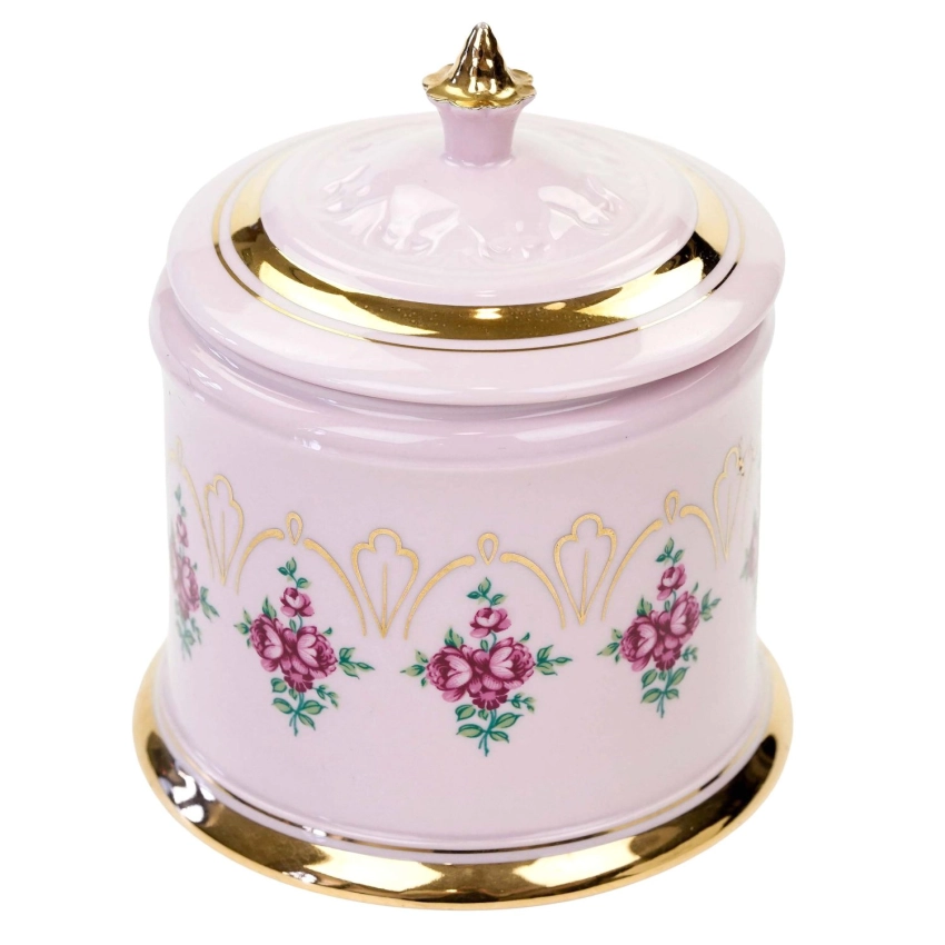 75800 CHODOV BOMBONIERA POJEMNIK Z POKRYWĄ Z RÓŻOWEJ PORCELANY BUKIETY RÓŻYCZEK (1).jpg