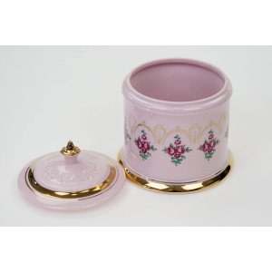 75800 CHODOV BOMBONIERA POJEMNIK Z POKRYWĄ Z RÓŻOWEJ PORCELANY BUKIETY RÓŻYCZEK (4).jpg