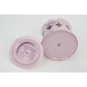 75800 CHODOV BOMBONIERA POJEMNIK Z POKRYWĄ Z RÓŻOWEJ PORCELANY BUKIETY RÓŻYCZEK (5).jpg