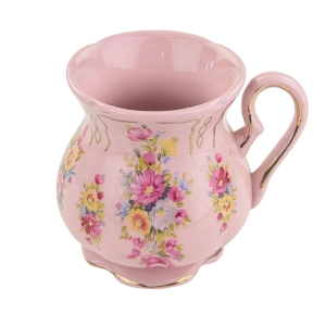 79961 ŚLICZNY KUBEK Z RÓŻOWEJ PORCELANY RĘCZNIE MALOWANE BUKIETY (1).jpg