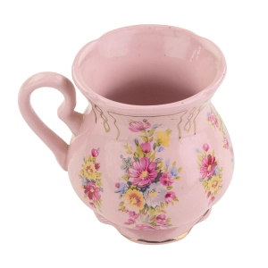 79961 ŚLICZNY KUBEK Z RÓŻOWEJ PORCELANY RĘCZNIE MALOWANE BUKIETY (3).jpg