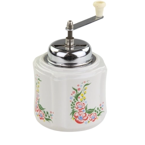 79969 ĆMIELÓW RĘCZNY PORCELANOWY MŁYNEK DO KAWY W KWIATUSZKI (1).jpg
