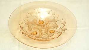 PIĘKNA ŁOSOSIOWA PATERA NA 3 KULISTYCH NÓŻKACH