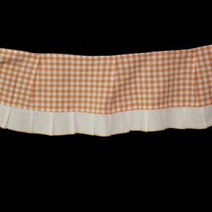 ZAZDROSTKA LAMBREKIN W BIAŁO-POMARAŃCZOWĄ KRATECZKĘ 255 X 28 CM